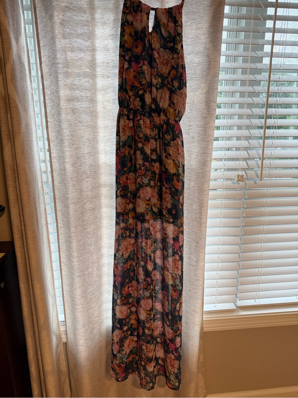 Fate Floral Maxi Dress in Black with Pink and Green Accents